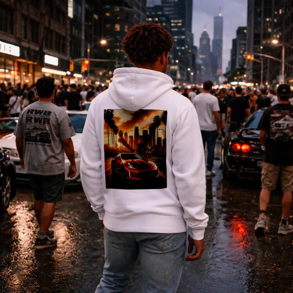 Nissan 370Z Red Los Angeles Sunset Street – Hoodies