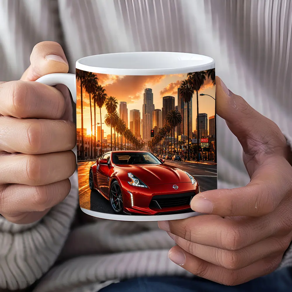 Nissan 370Z Red Los Angeles Sunset Street – Mugs