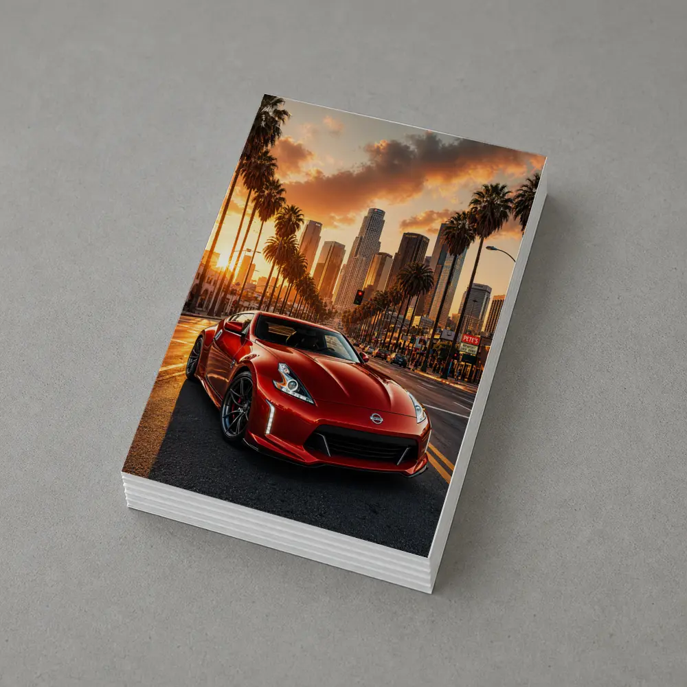 Nissan 370Z Red Los Angeles Sunset Street – Postcards