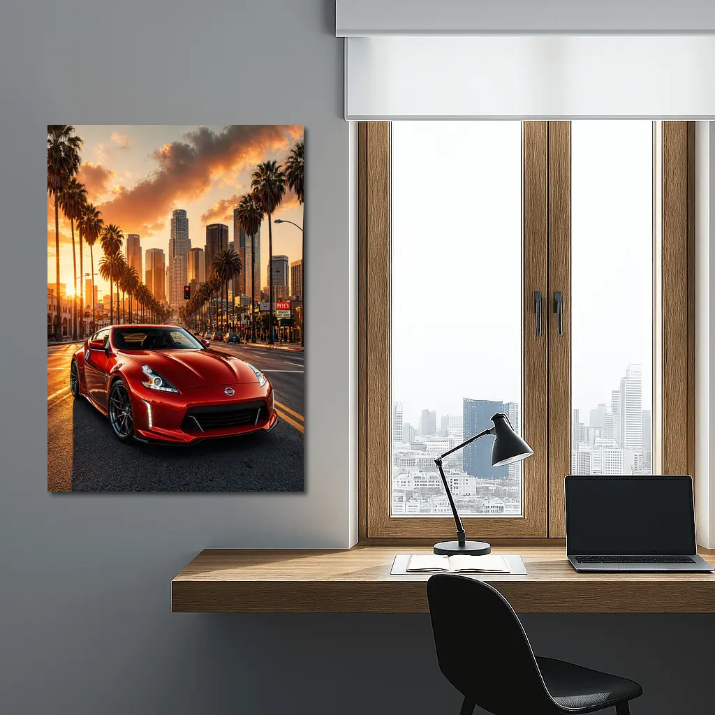 Nissan 370Z Red Los Angeles Sunset Street – Wall Art