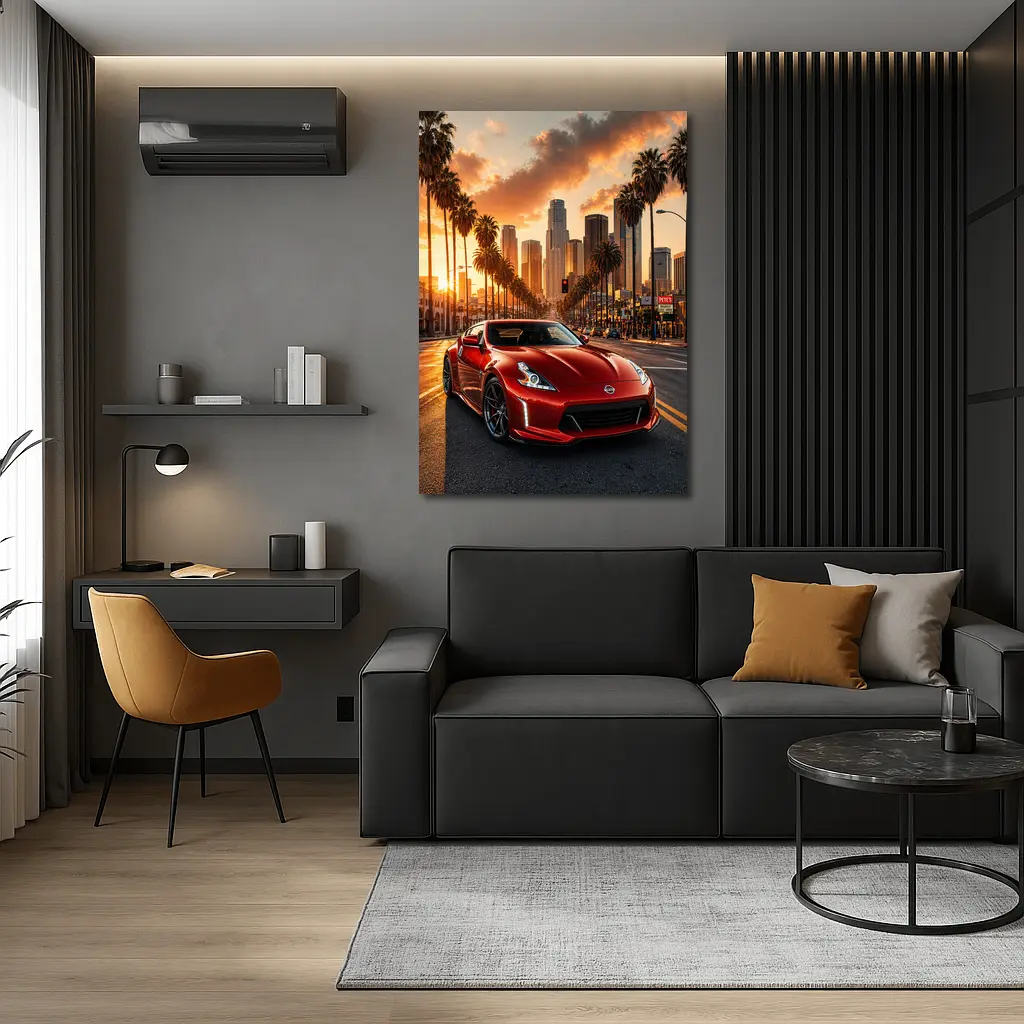 Nissan 370Z Red Los Angeles Sunset Street – Wall Art