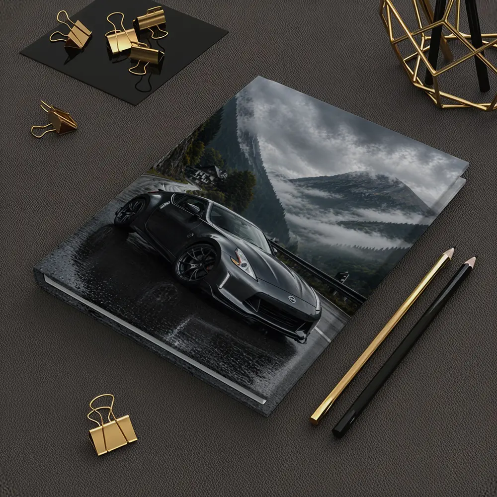 Nissan 370Z on Rainy Mountain Road – Notebooks