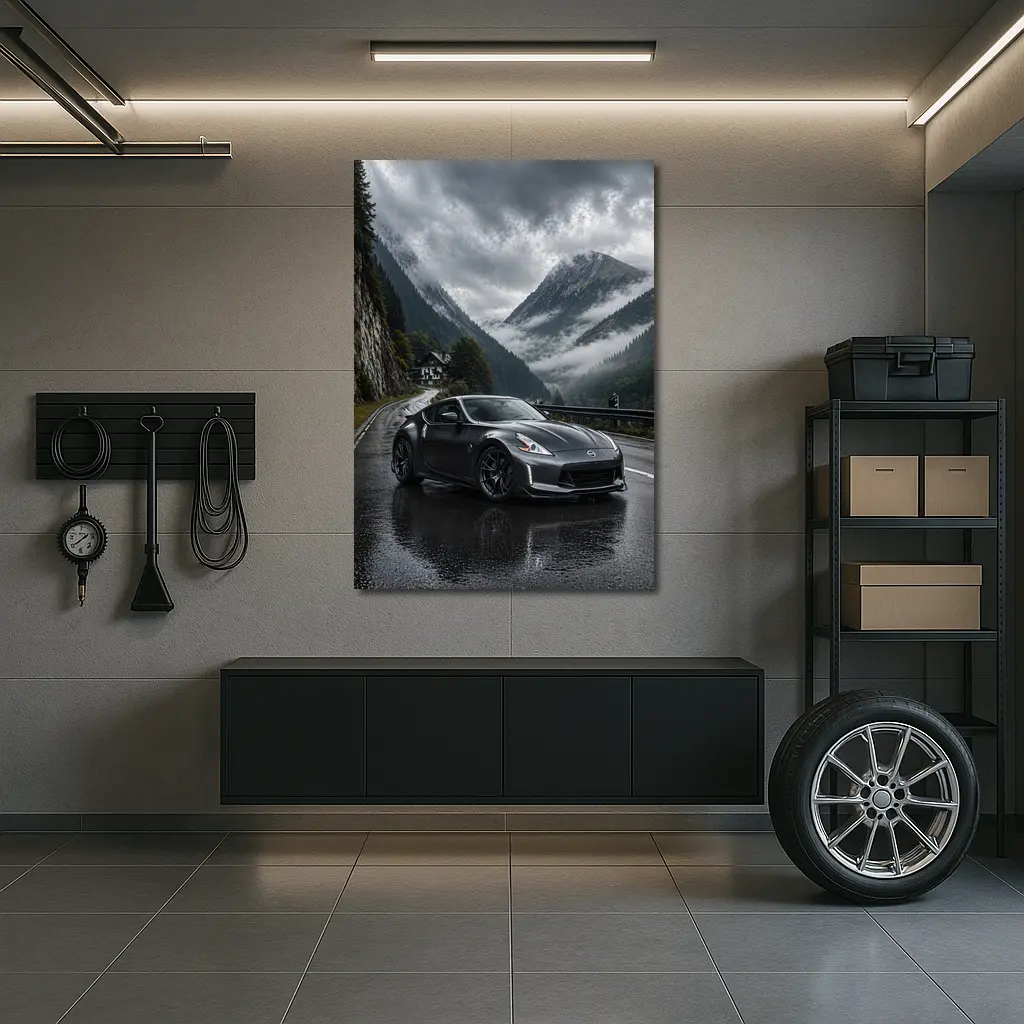 Nissan 370Z on Rainy Mountain Road – Wall Art