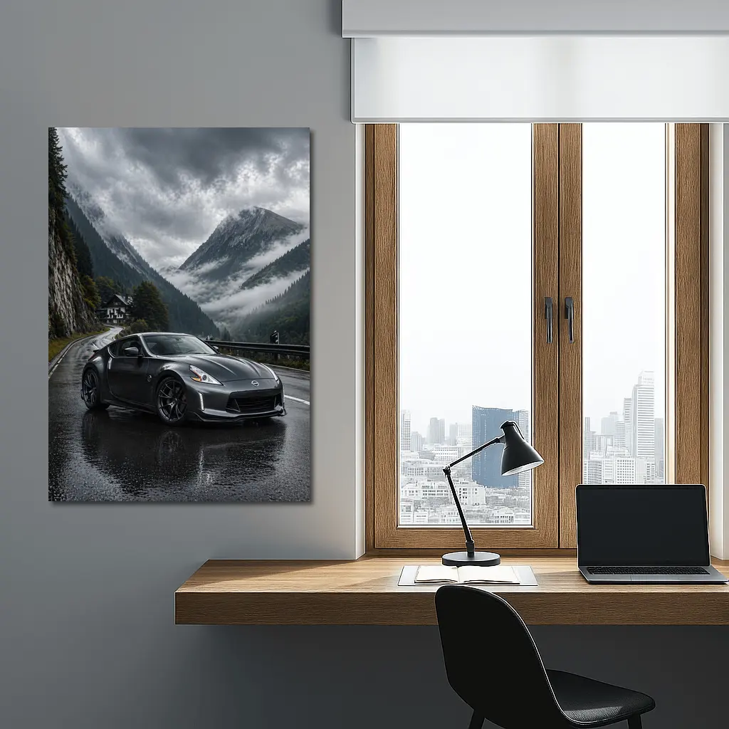Nissan 370Z on Rainy Mountain Road – Wall Art
