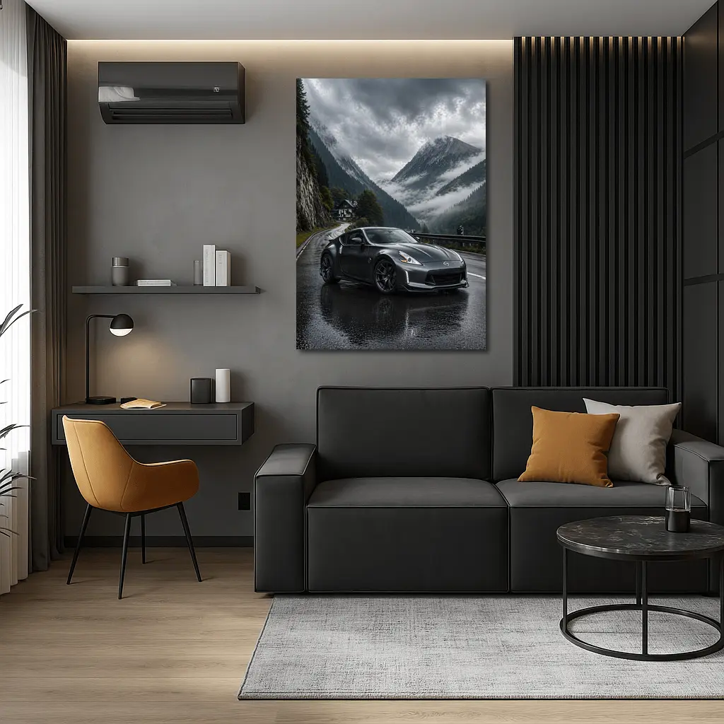 Nissan 370Z on Rainy Mountain Road – Wall Art