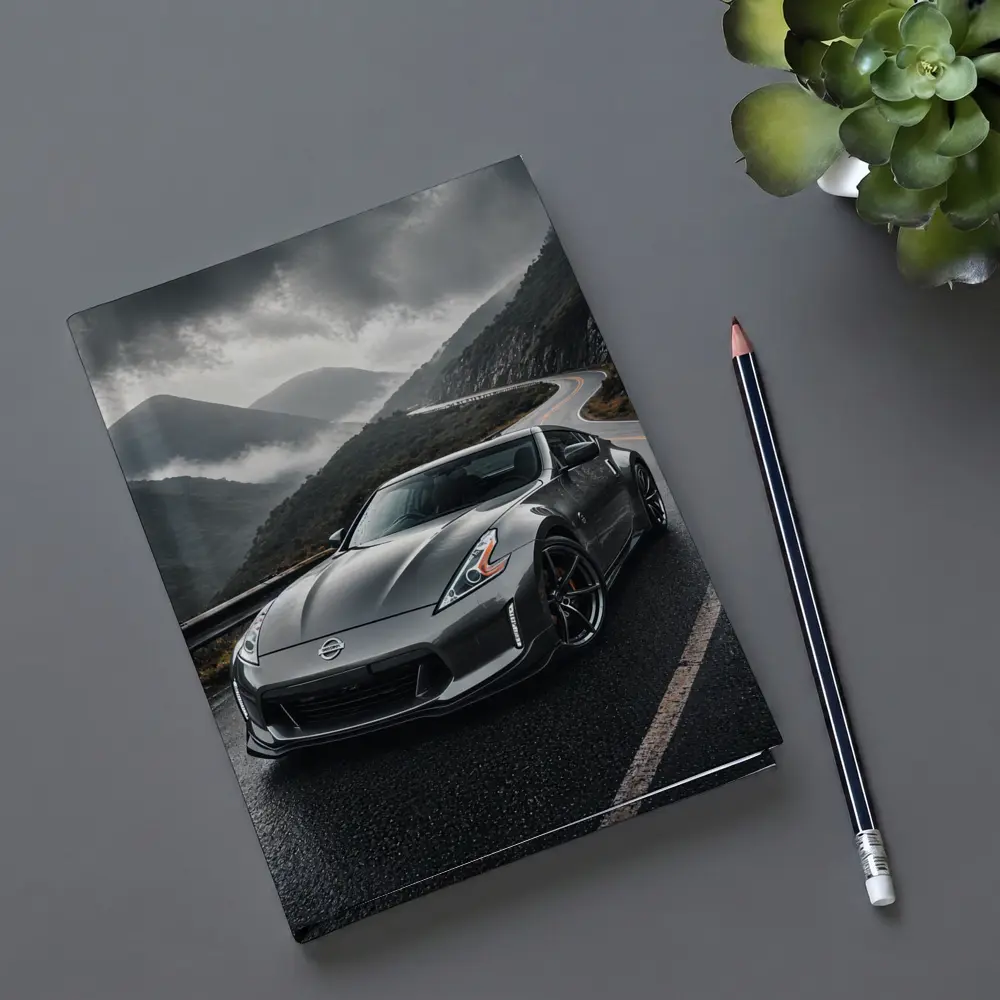 Nissan 370Z on Rainy Mountain Road – Notebooks