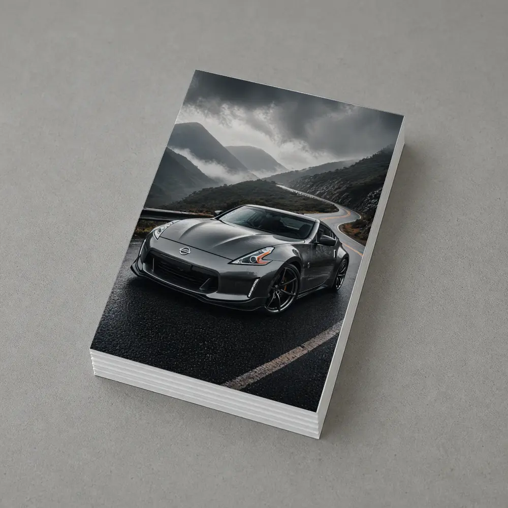Nissan 370Z on Rainy Mountain Road – Postcards