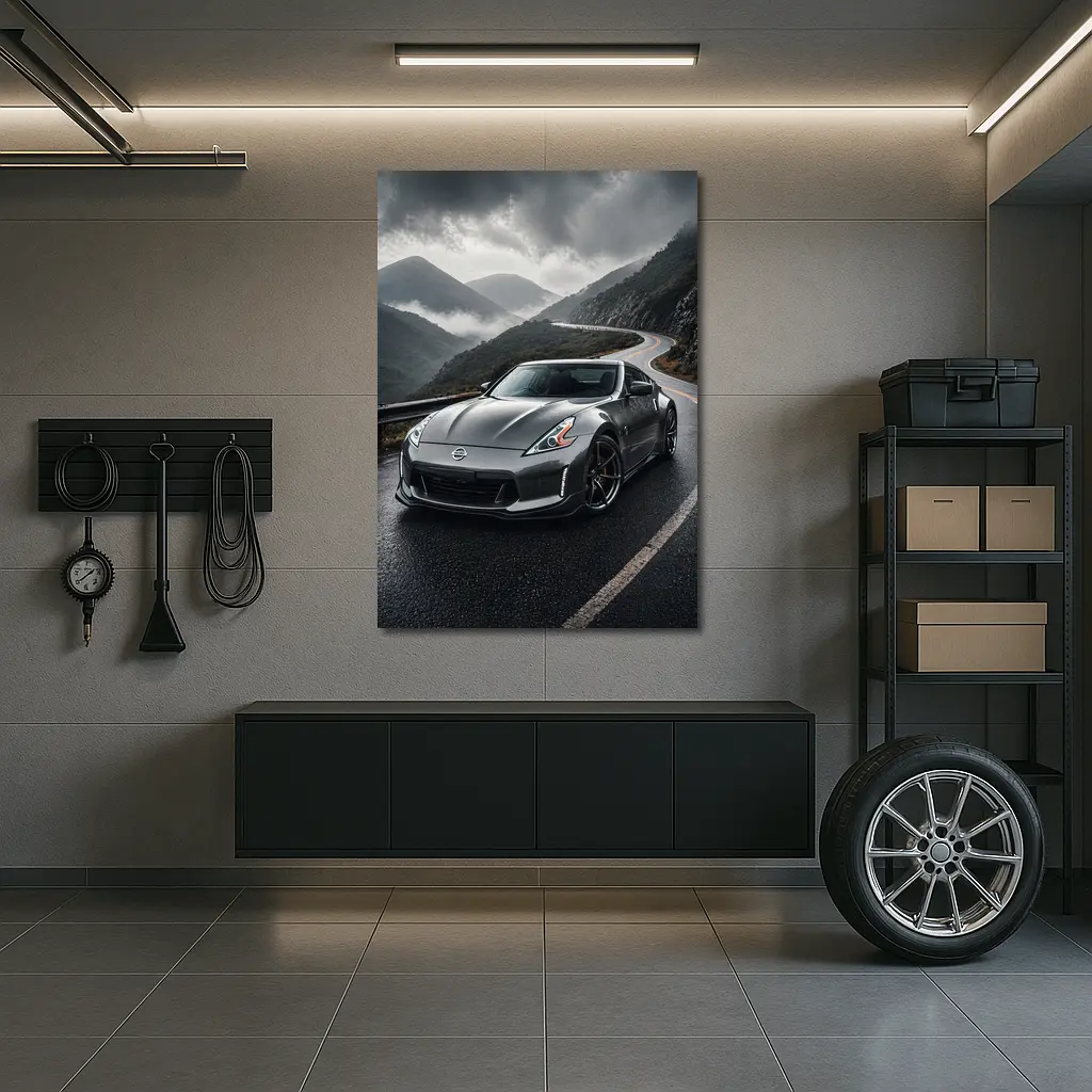 Nissan 370Z on Rainy Mountain Road – Wall Art