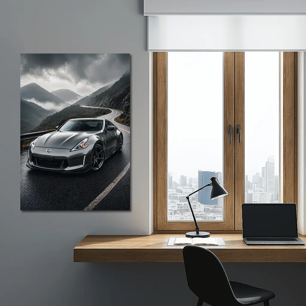 Nissan 370Z on Rainy Mountain Road – Wall Art
