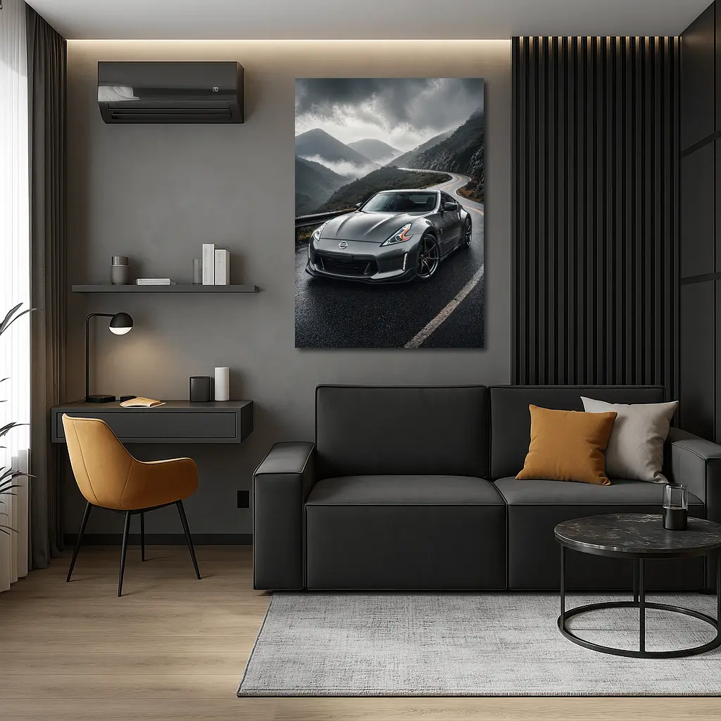 Nissan 370Z on Rainy Mountain Road – Wall Art