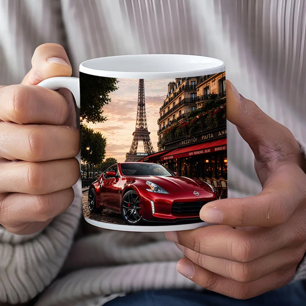 Nissan 370Z Red Sports Car Paris – Mugs
