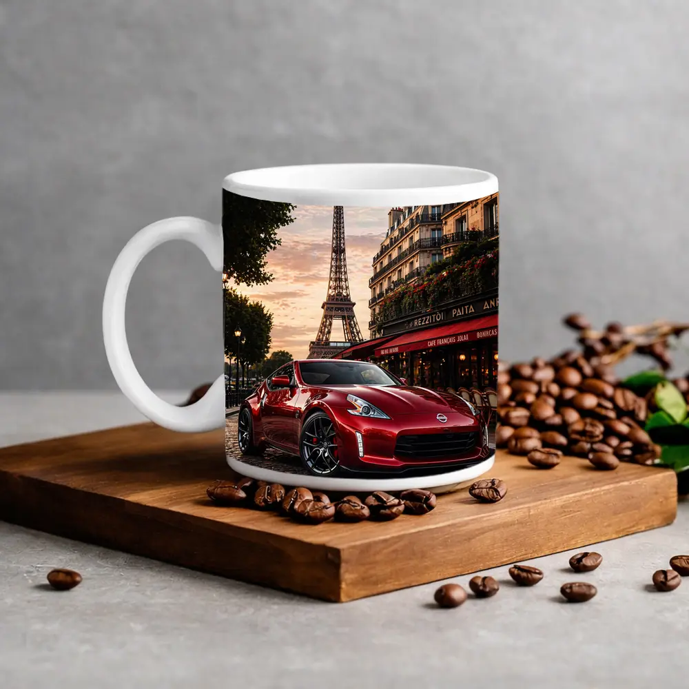 Nissan 370Z Red Sports Car Paris – Mugs