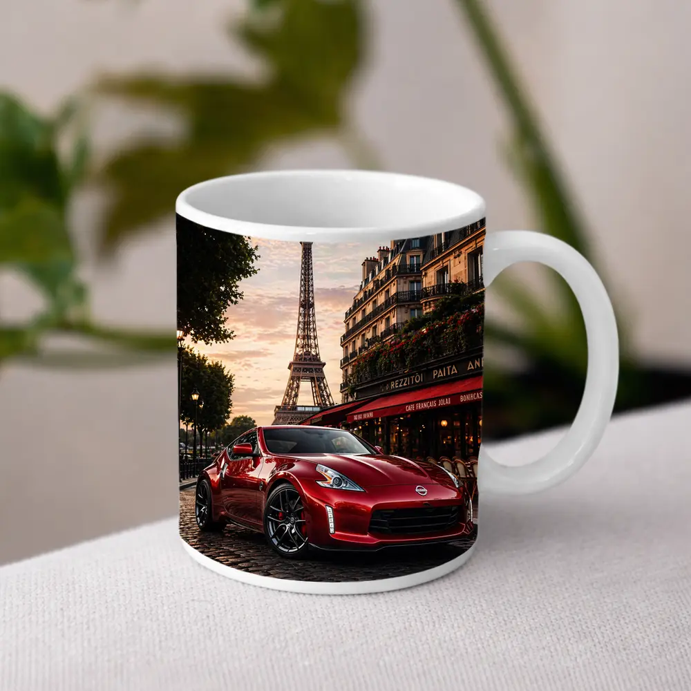 Nissan 370Z Red Sports Car Paris – Mugs