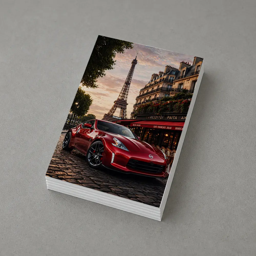Nissan 370Z Red Sports Car Paris – Postcards