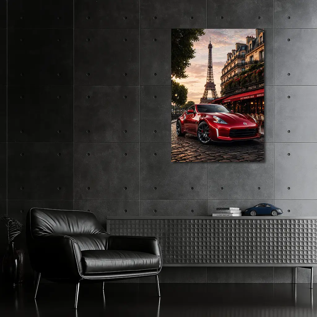 Nissan 370Z Red Sports Car Paris – Wall Art