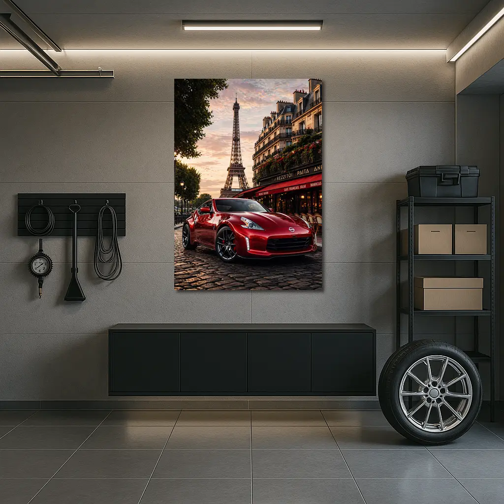 Nissan 370Z Red Sports Car Paris – Wall Art