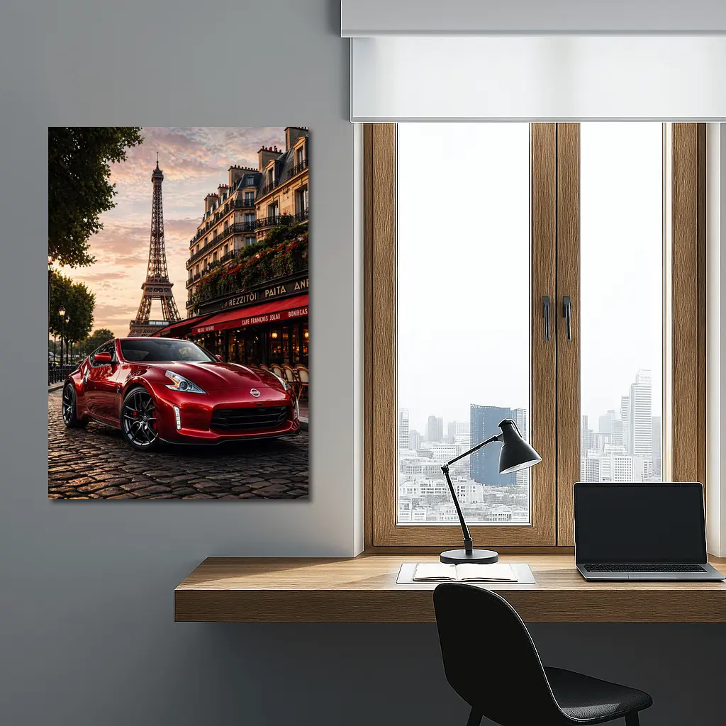 Nissan 370Z Red Sports Car Paris – Wall Art