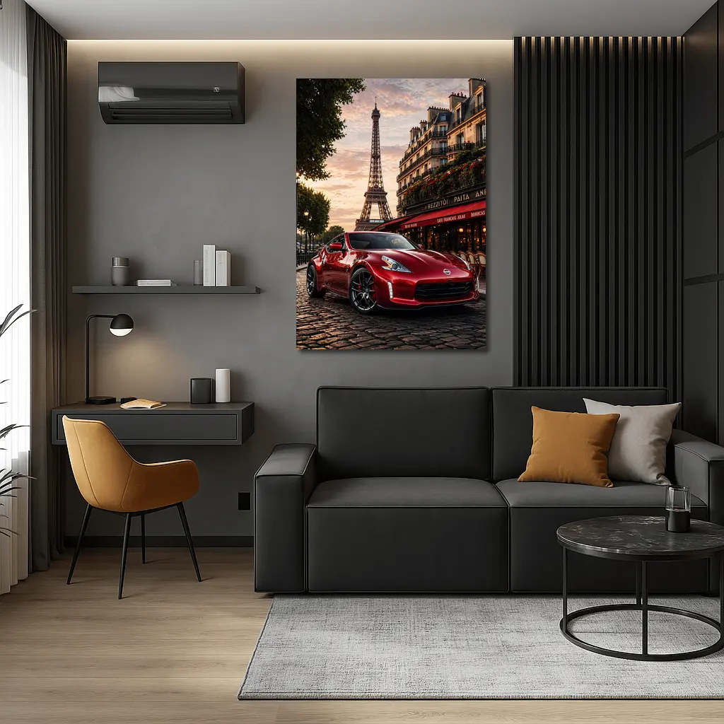 Nissan 370Z Red Sports Car Paris – Wall Art