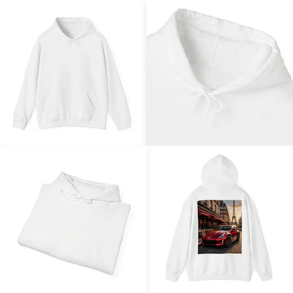 Nissan 370Z Red Sports Car Paris Streets – Hoodies