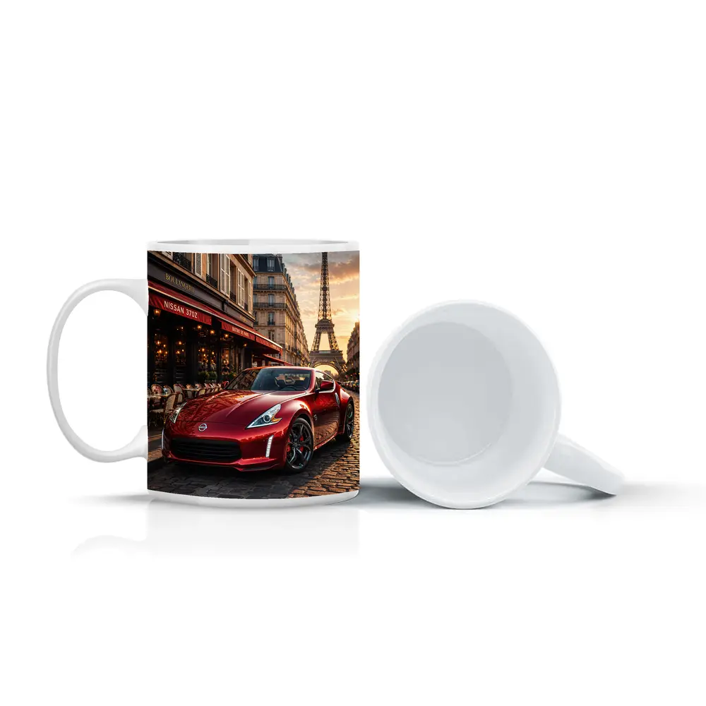 Nissan 370Z Red Sports Car Paris Streets – Mugs