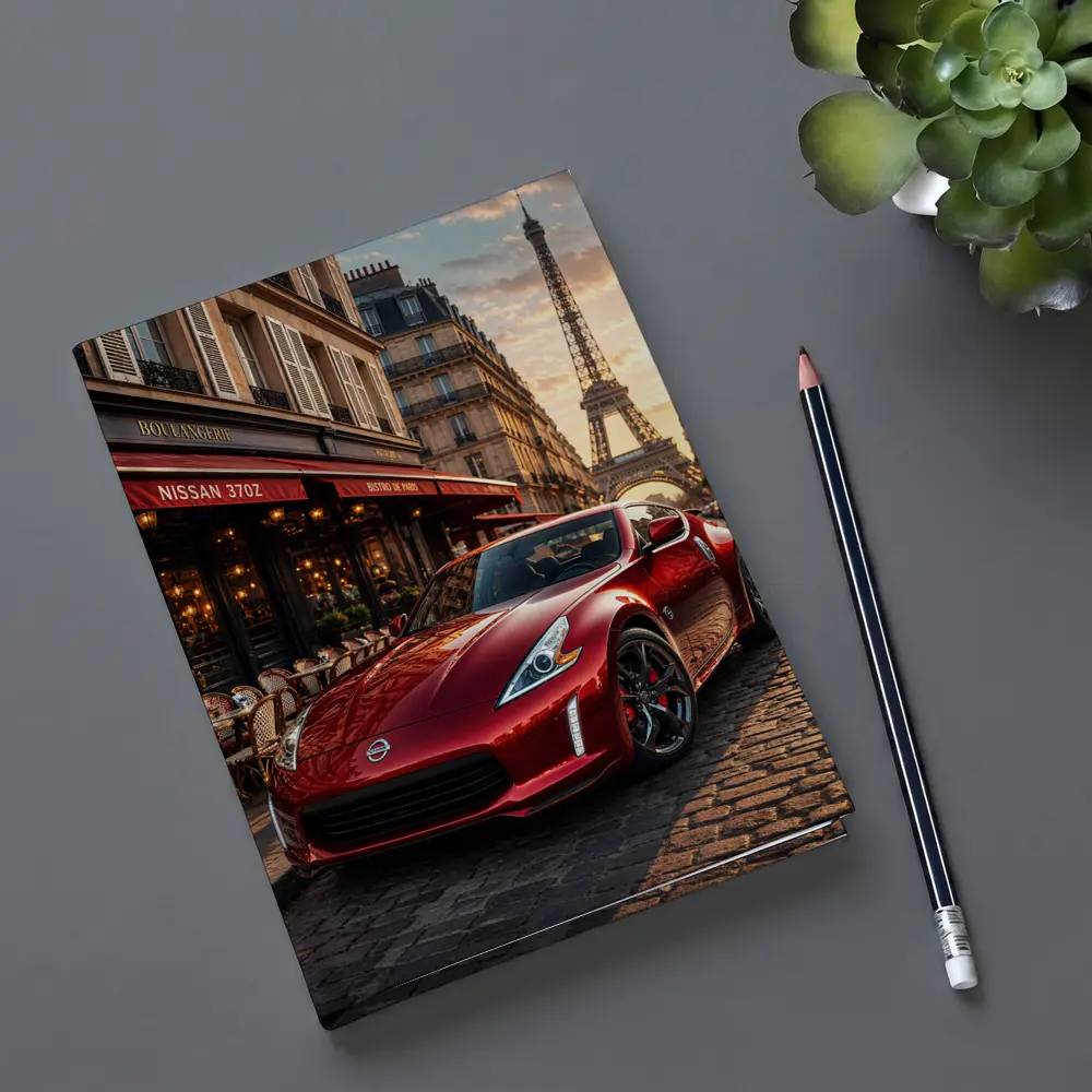 Nissan 370Z Red Sports Car Paris Streets – Notebooks