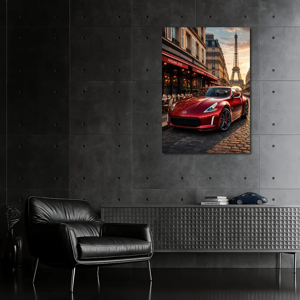 Nissan 370Z Red Sports Car Paris Streets – Wall Art