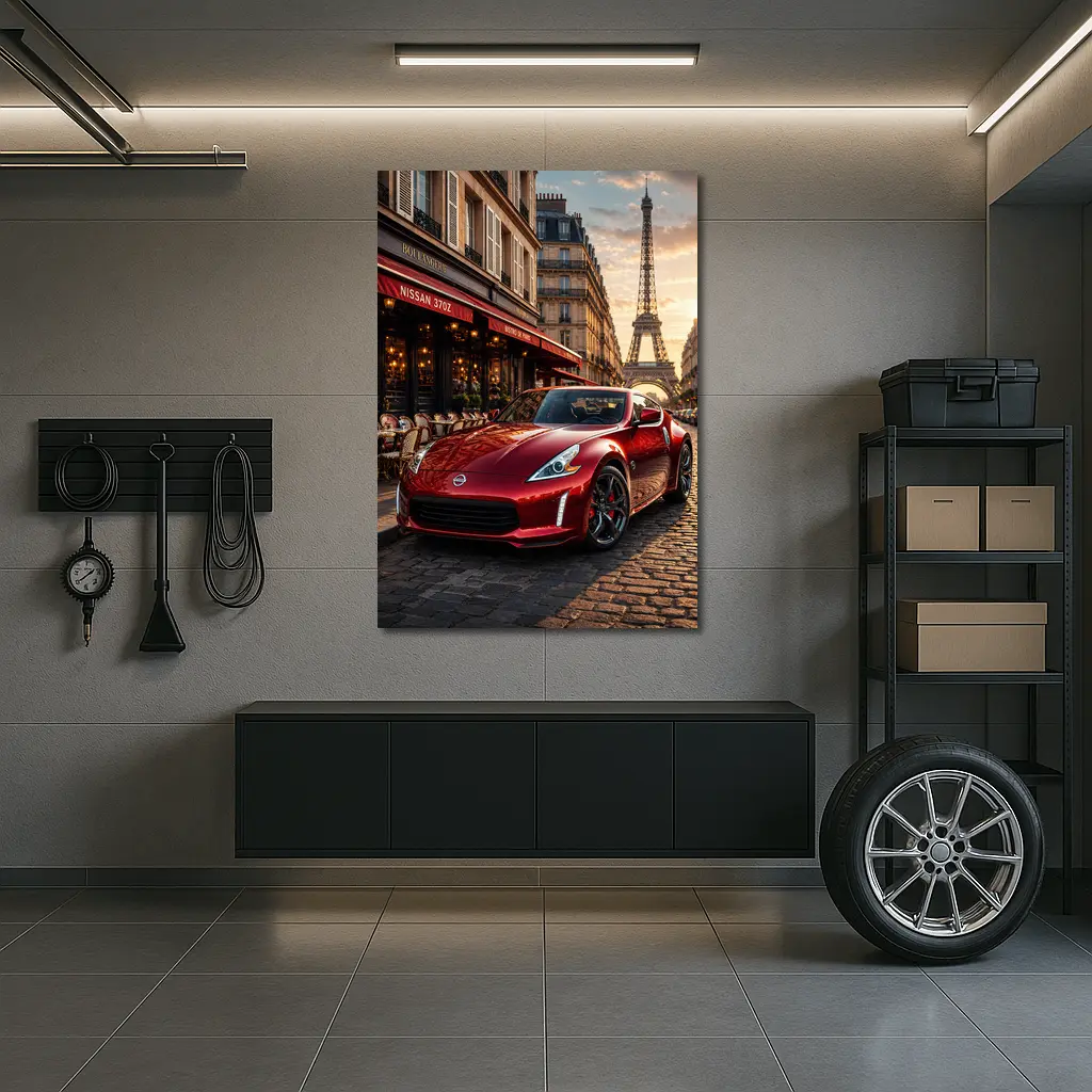 Nissan 370Z Red Sports Car Paris Streets – Wall Art