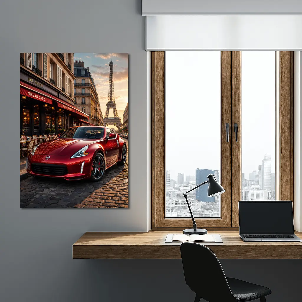 Nissan 370Z Red Sports Car Paris Streets – Wall Art