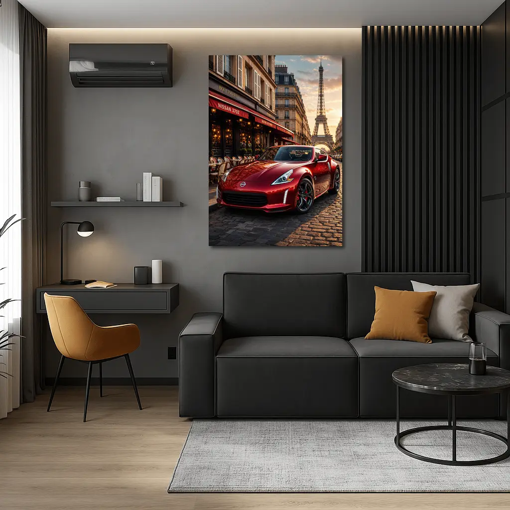 Nissan 370Z Red Sports Car Paris Streets – Wall Art