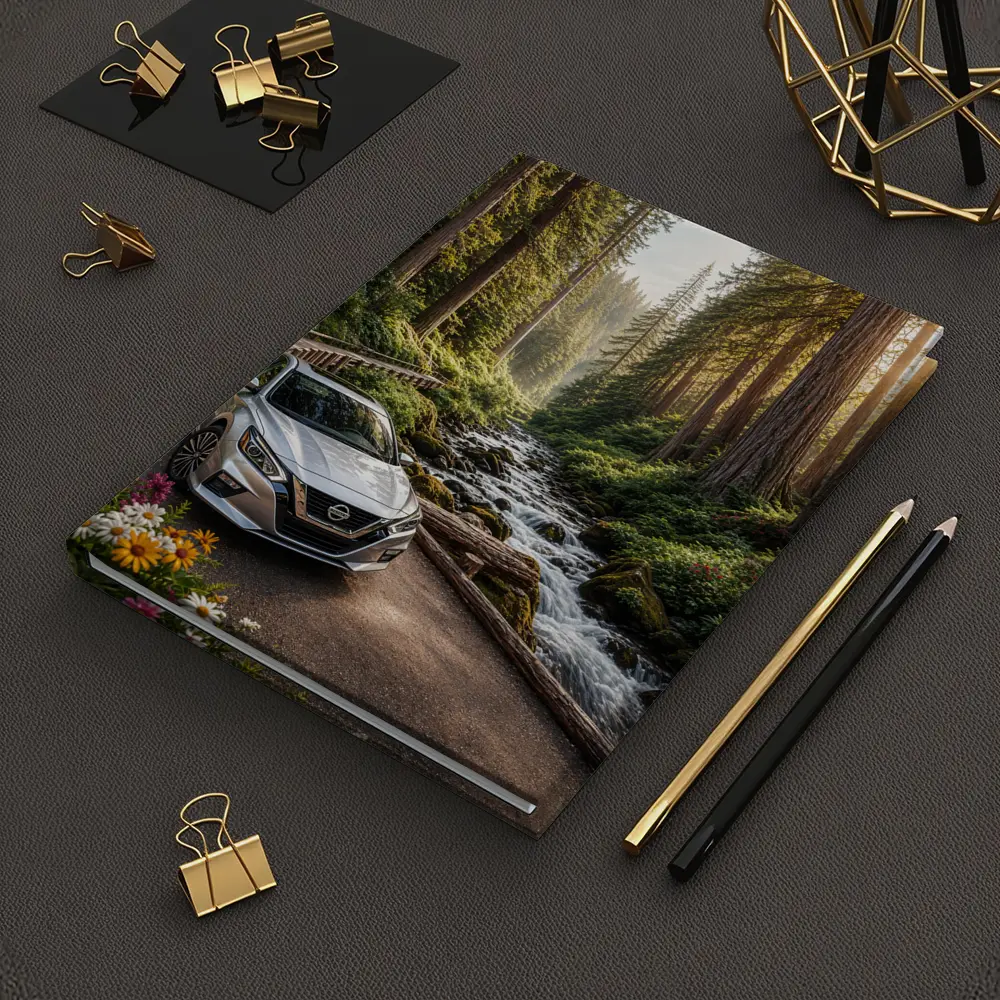 Nissan Altima Silver Car Forest Stream – Notebooks