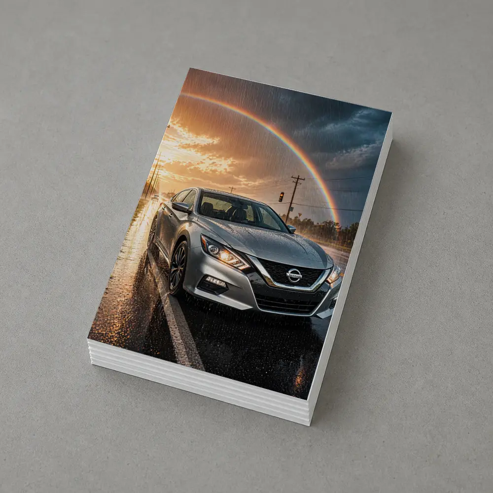 Nissan Altima Wet Road Rainbow Storm – Postcards