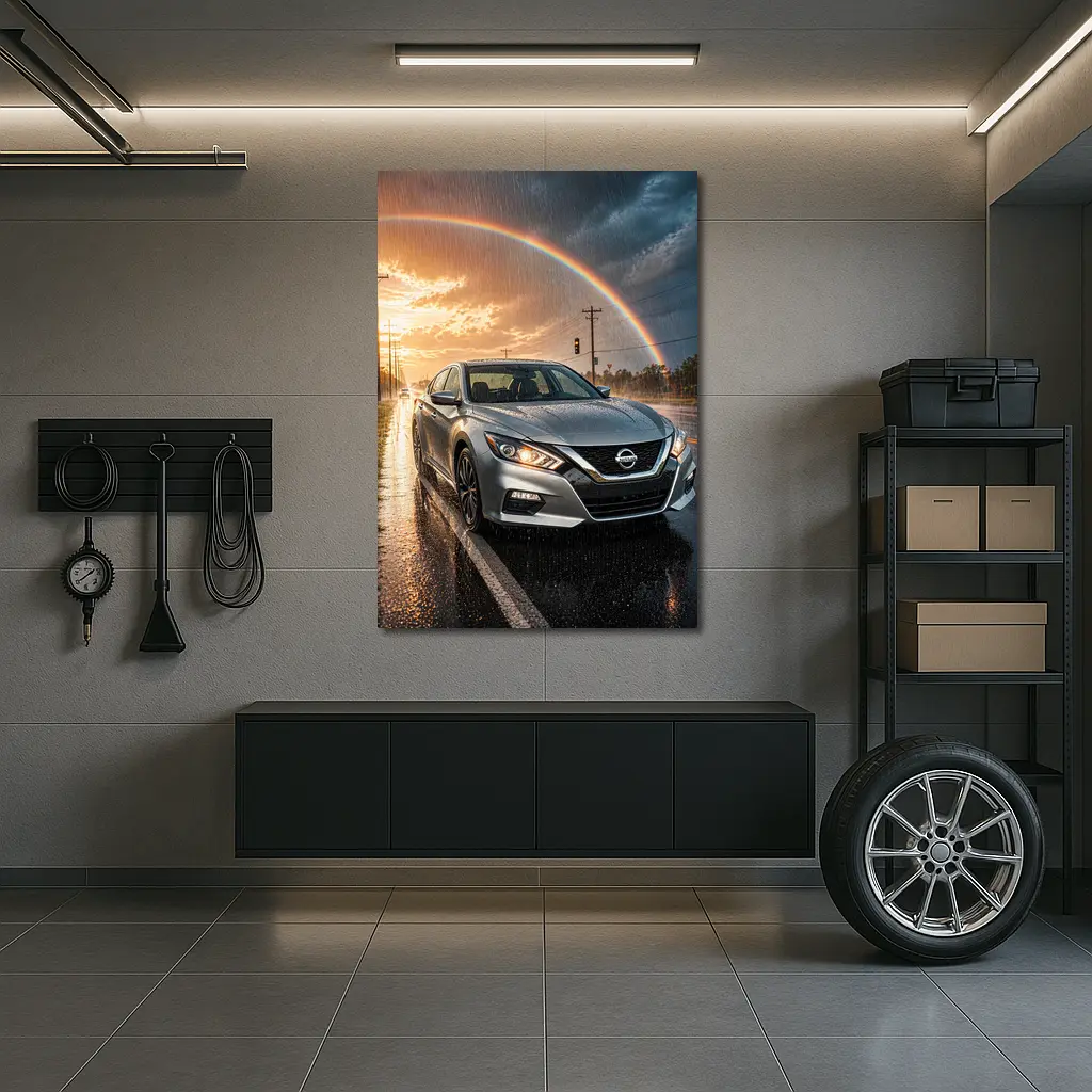Nissan Altima Wet Road Rainbow Storm – Wall Art