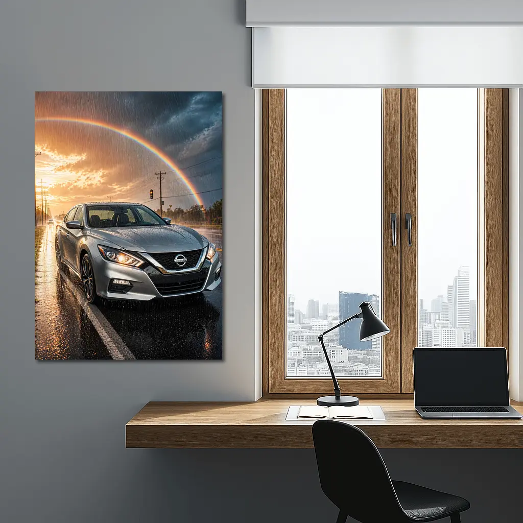 Nissan Altima Wet Road Rainbow Storm – Wall Art
