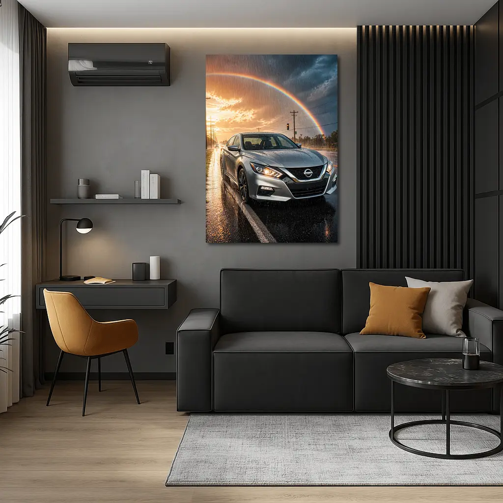 Nissan Altima Wet Road Rainbow Storm – Wall Art