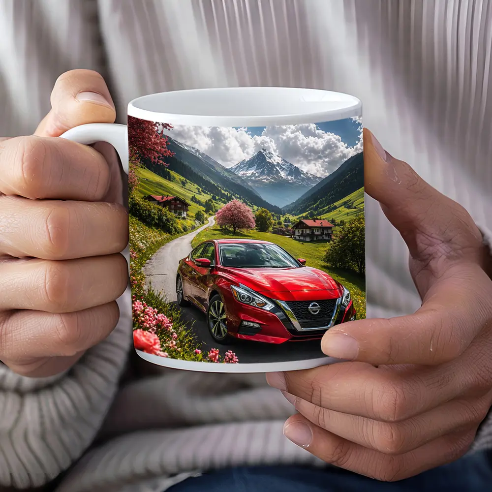 Nissan Altima Red Sedan Alpine Valley Road – Mugs