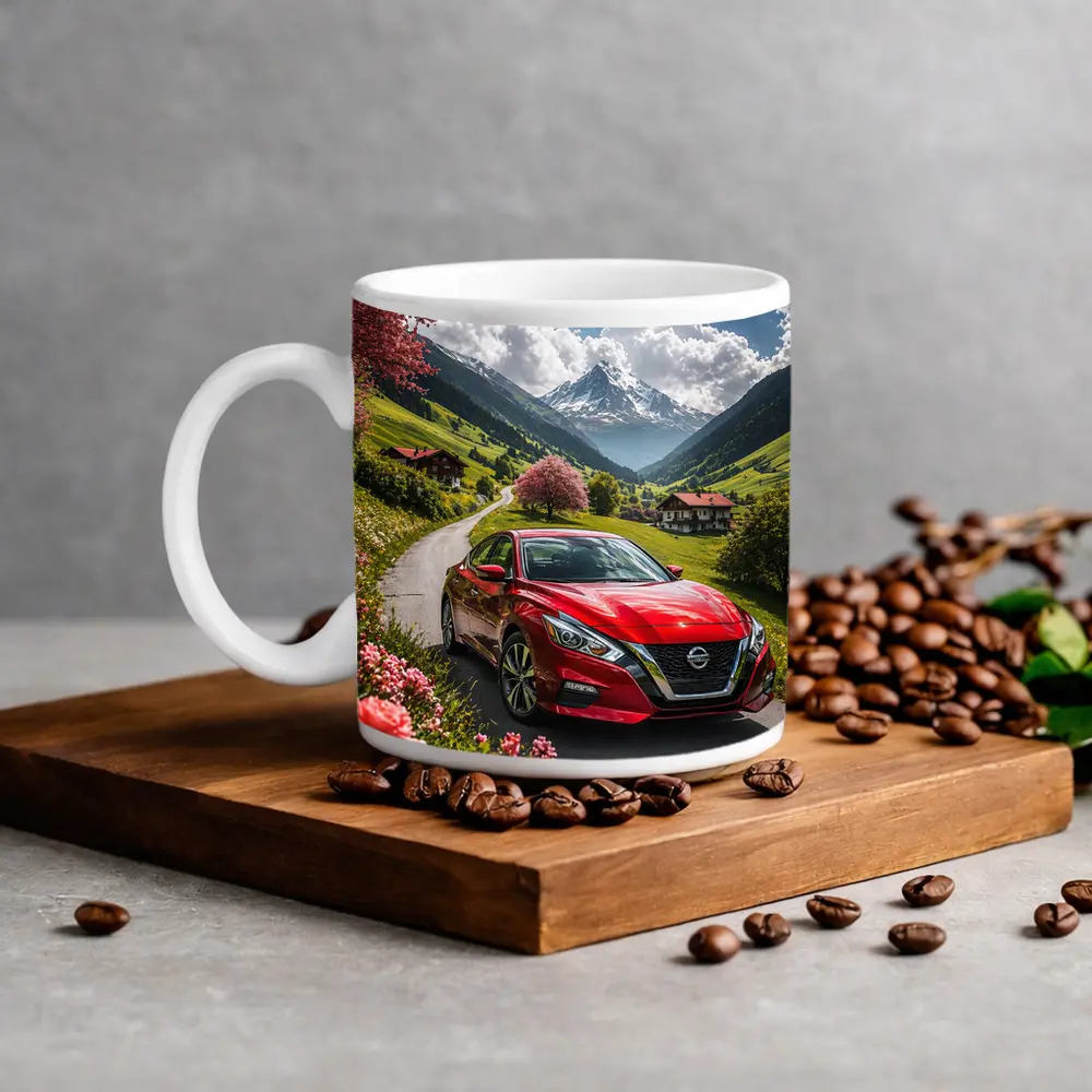 Nissan Altima Red Sedan Alpine Valley Road – Mugs