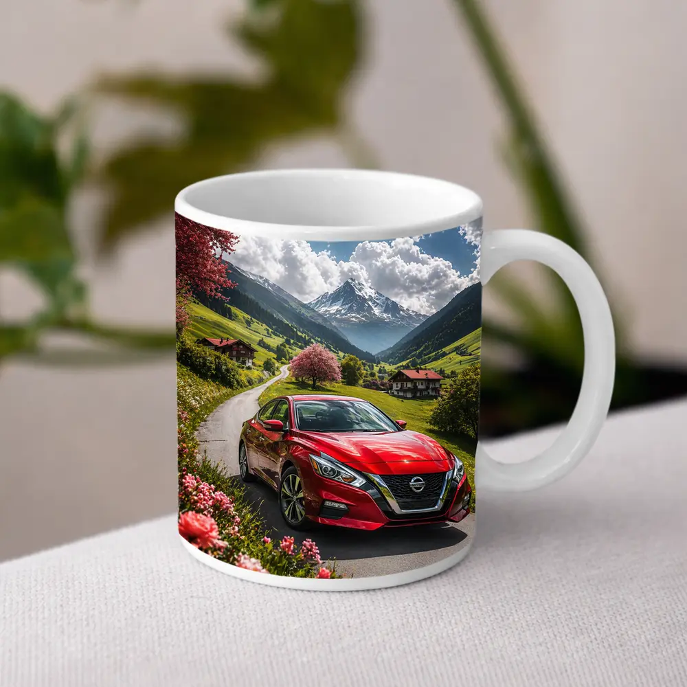 Nissan Altima Red Sedan Alpine Valley Road – Mugs