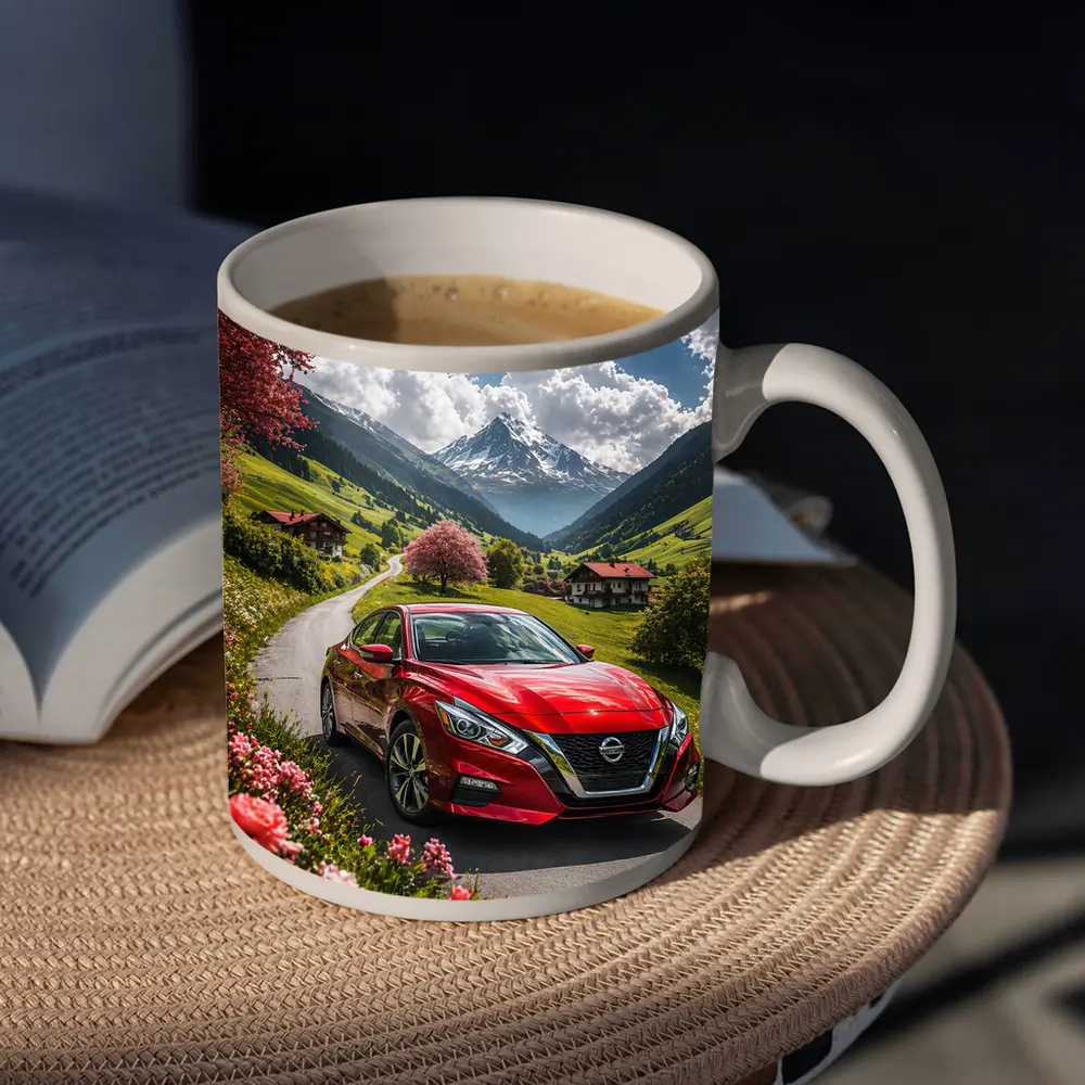 Nissan Altima Red Sedan Alpine Valley Road – Mugs