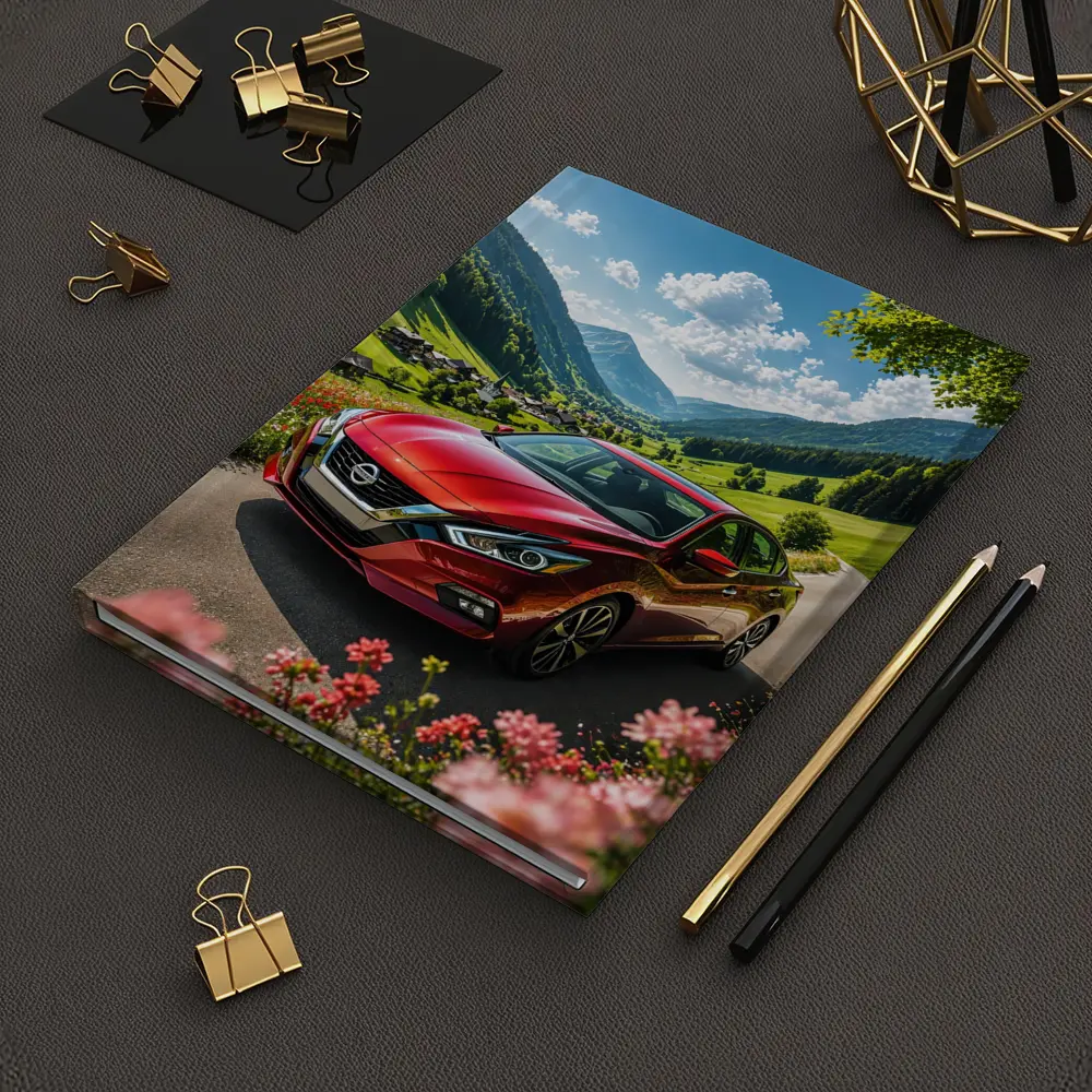 Nissan Altima Red Car Mountain Valley Road – Notebooks
