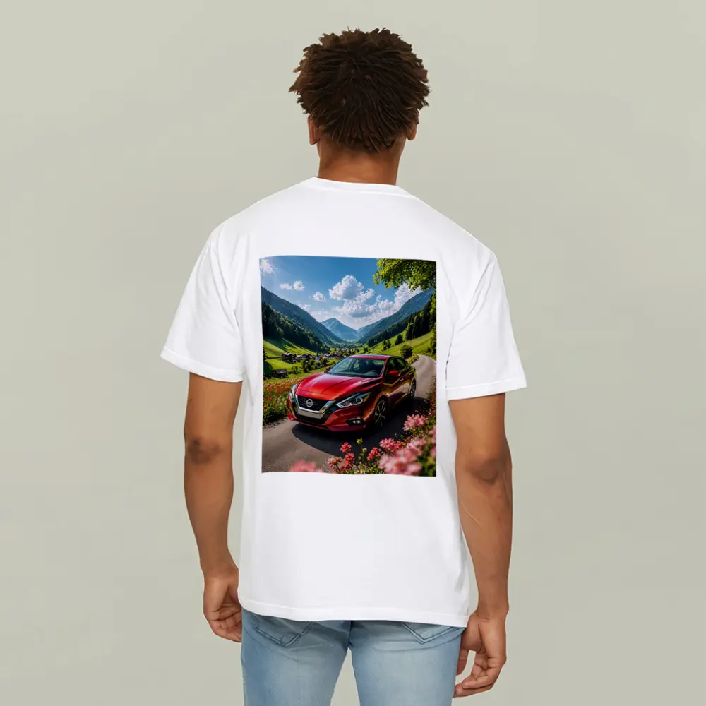 Nissan Altima Red Car Mountain Valley Road – T-Shirts
