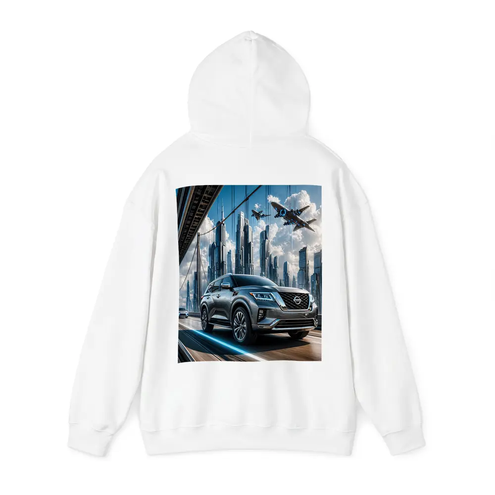 Nissan Armada Crossing Futuristic City Bridge – Hoodies