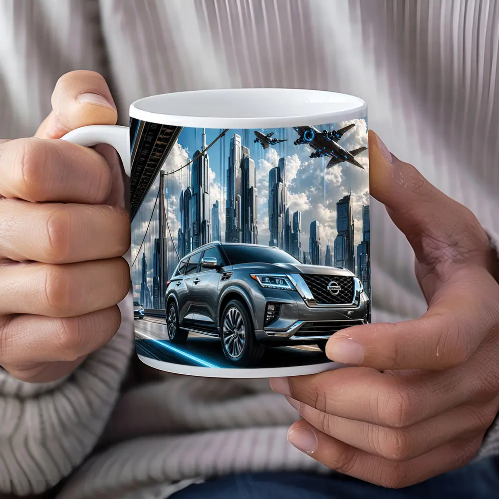 Nissan Armada Crossing Futuristic City Bridge – Mugs