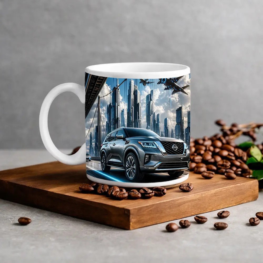 Nissan Armada Crossing Futuristic City Bridge – Mugs