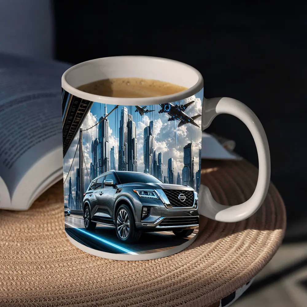 Nissan Armada Crossing Futuristic City Bridge – Mugs