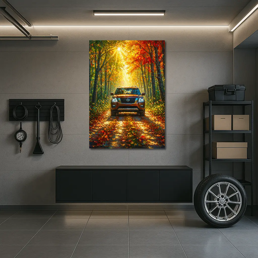 Nissan Armada SUV Autumn Forest Drive – Wall Art