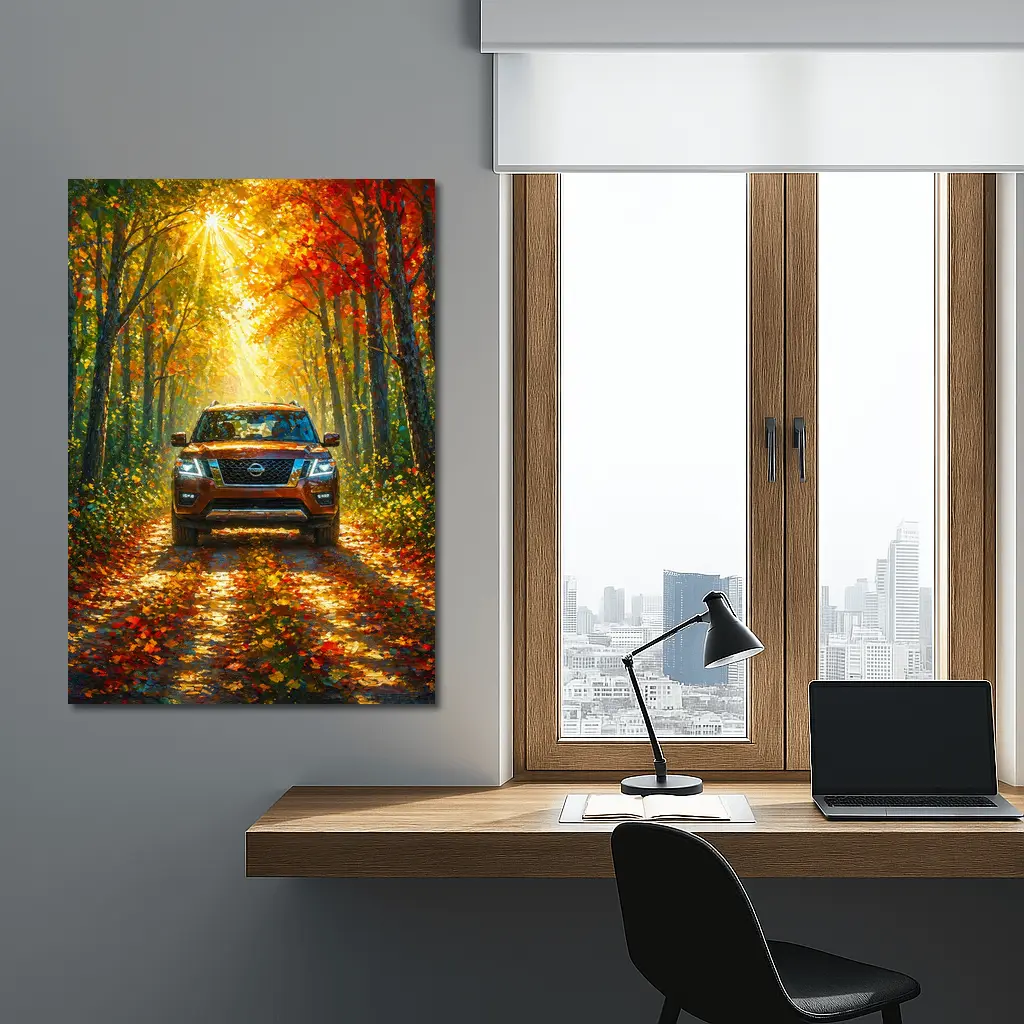 Nissan Armada SUV Autumn Forest Drive – Wall Art