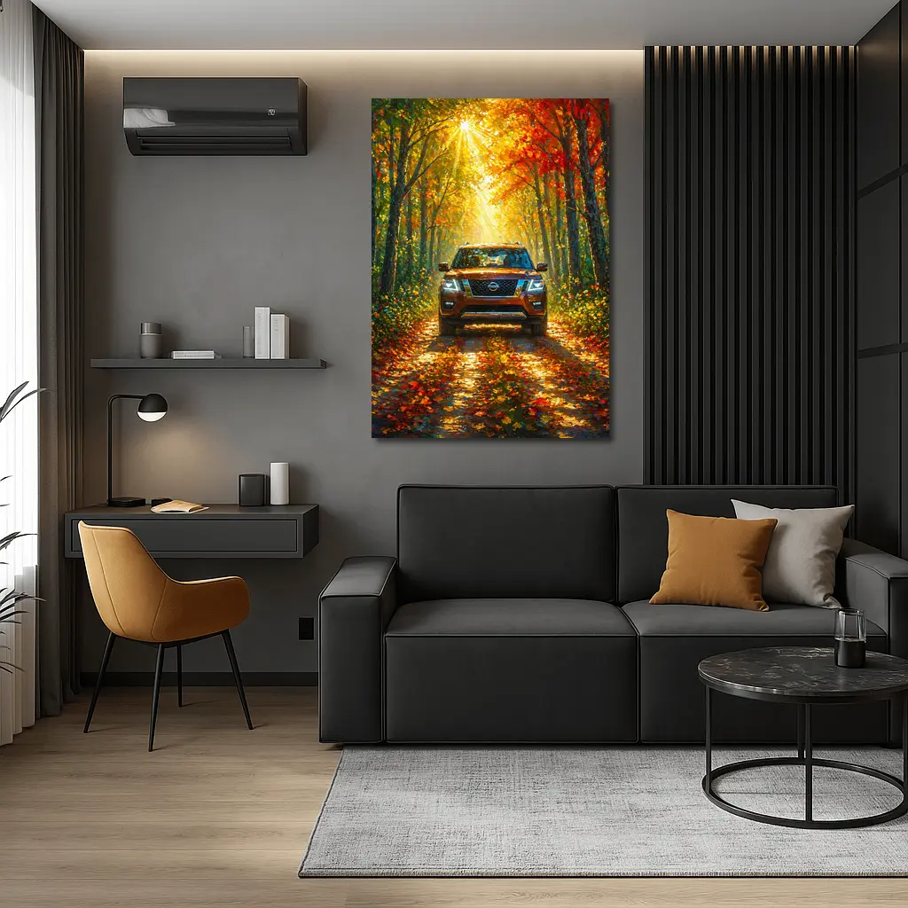 Nissan Armada SUV Autumn Forest Drive – Wall Art