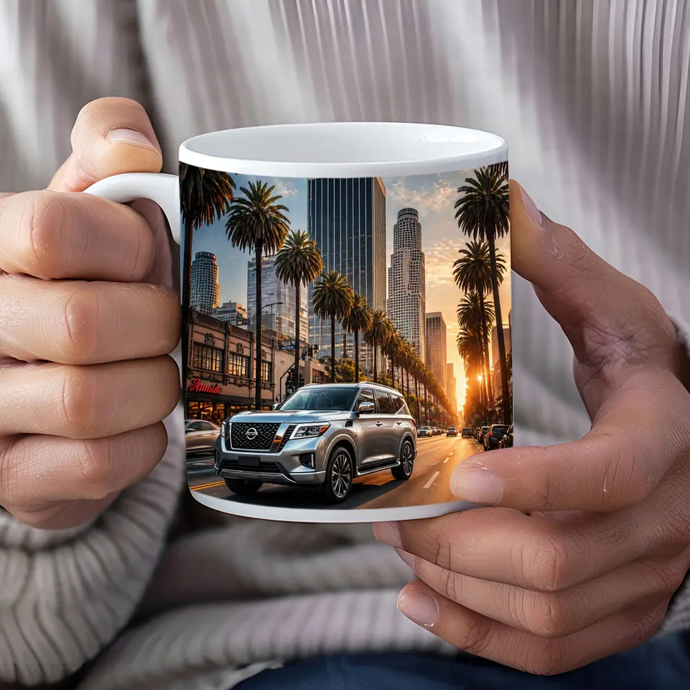Nissan Armada Cruising Los Angeles Sunset Street – Mugs