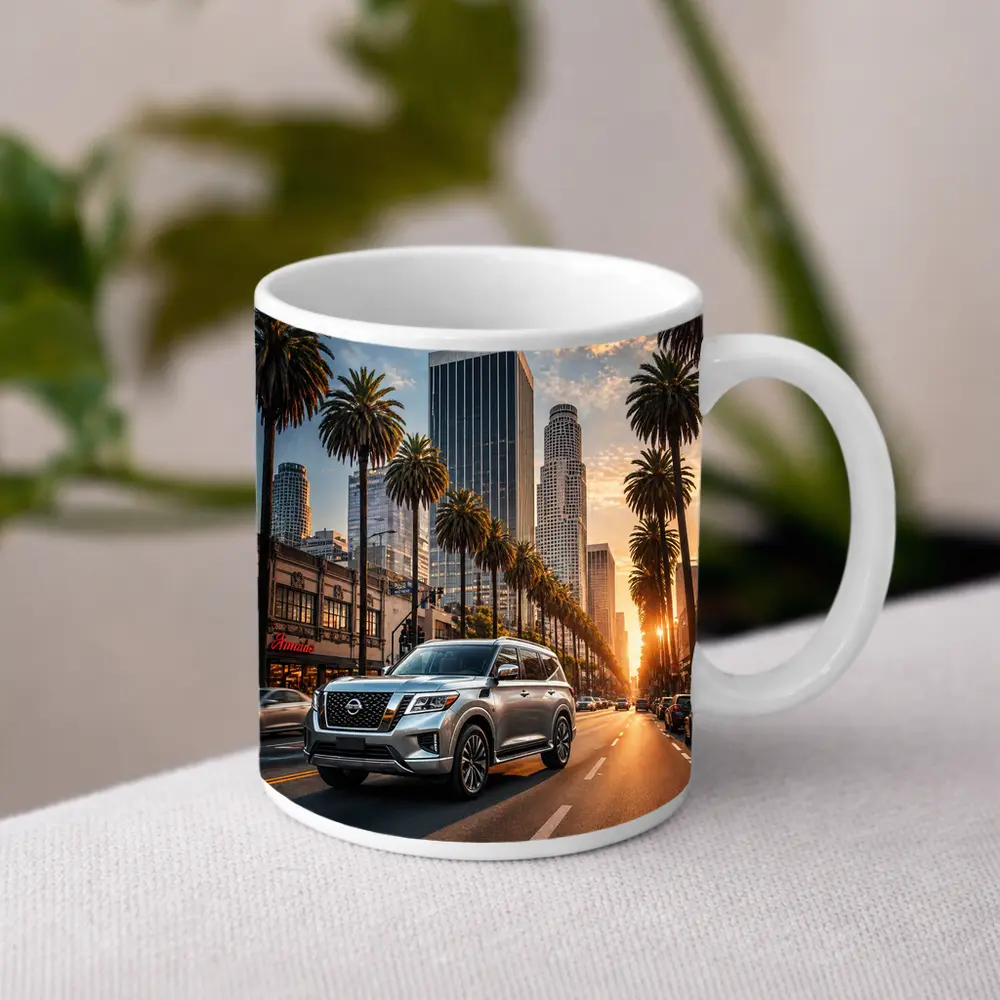 Nissan Armada Cruising Los Angeles Sunset Street – Mugs