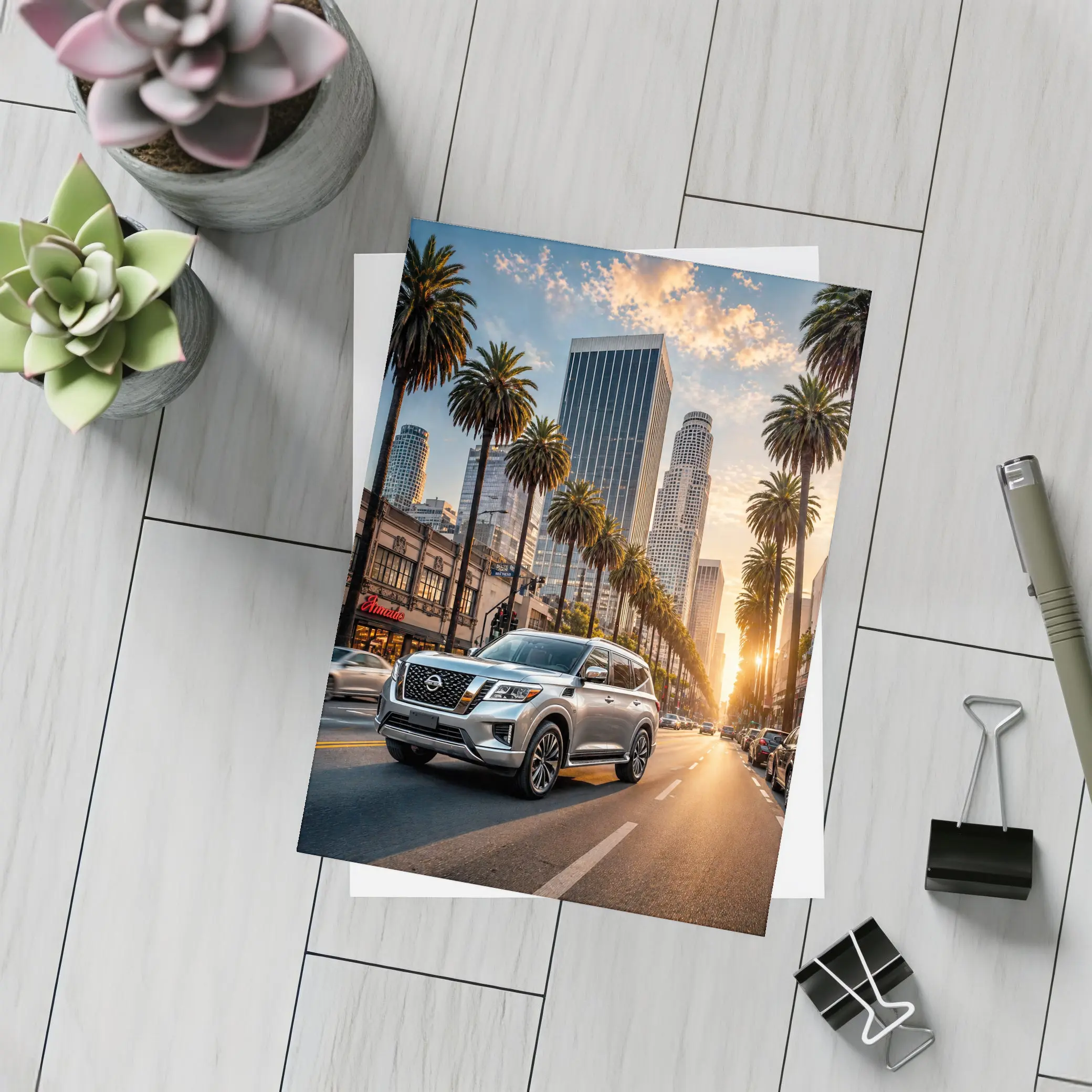 Nissan Armada Cruising Los Angeles Sunset Street – Postcards